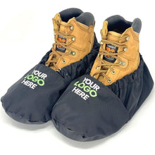 Load image into Gallery viewer, myshoecovers MyShoeCovers® Black Personalized Reusable Washable Shoe and Boot Covers 1 Pair with Embroidered Logo