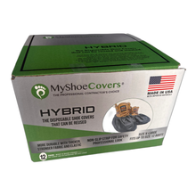 Load image into Gallery viewer, Box of 12 Pairs (24 pcs.) MyShoeCovers Black Hybrid Semi-Disposable Shoe Covers
