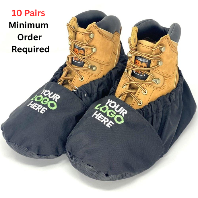 MyShoeCovers® Black Personalized Reusable Washable Shoe and Boot Covers 1 Pair with Embroidered Logo