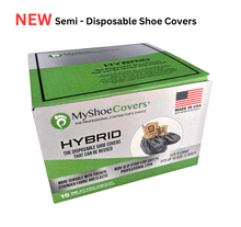 Load image into Gallery viewer, myshoecovers Box of 15 Pairs (30 pcs.) MyShoeCovers Black Hybrid Semi-Disposable Shoe Covers
